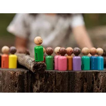 Rainbow Wooden Peg Dolls for Emotional Learning Toys