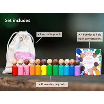 Rainbow Wooden Peg Dolls for Emotional Learning Toys