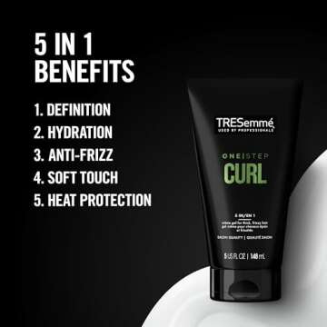 TRESemmé Hair Gel, One Step Curl 5-in-1 Curl Crème Gel - Anti-Frizz Hair Products, Anti-Humidity, Curly Hair Gel for Women, Scented, 5 Oz (Pack of 2)