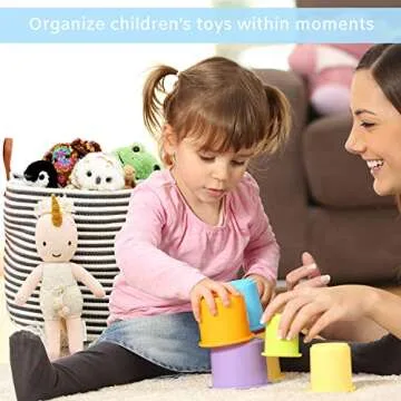 Large Cotton Rope Storage Basket 17" Wide x 14.5" Tall - Laundry Hamper - Woven Blanket Basket - Baby Nursery Storage Bin - Toy Organizer