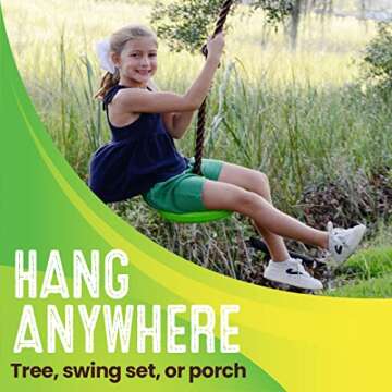 Swurfer Disco Tree Swing - Swing Sets for Backyard, Outdoor Swing, Swingset Outdoor for Kids, Easy Installation, Heavy Duty, Adjustable Climbing Rope, Weather Resistant, Up to 200lbs, Ages 6 and Up