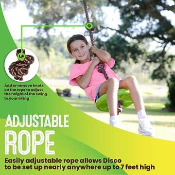Swurfer Disco Tree Swing - Swing Sets for Backyard, Outdoor Swing, Swingset Outdoor for Kids, Easy Installation, Heavy Duty, Adjustable Climbing Rope, Weather Resistant, Up to 200lbs, Ages 6 and Up