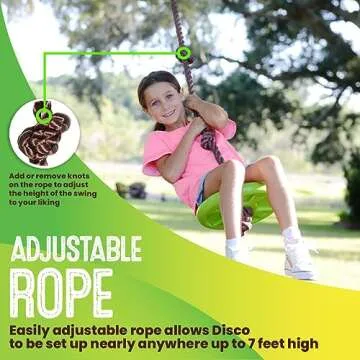 Swurfer Disco Tree Swing - Swing Sets for Backyard, Outdoor Swing, Swingset Outdoor for Kids, Easy Installation, Heavy Duty, Adjustable Climbing Rope, Weather Resistant, Up to 200lbs, Ages 6 and Up