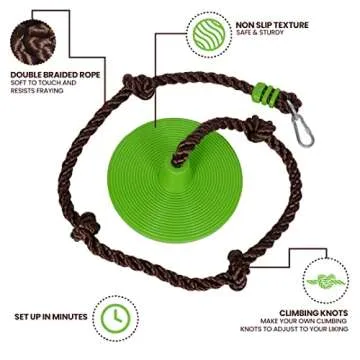 Swurfer Disco Tree Swing - Swing Sets for Backyard, Outdoor Swing, Swingset Outdoor for Kids, Easy Installation, Heavy Duty, Adjustable Climbing Rope, Weather Resistant, Up to 200lbs, Ages 6 and Up