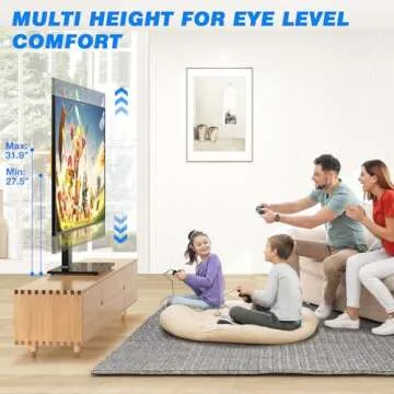 Rfiver Universal Swivel Table Top TV Stand for 37 to 65, 70 inch TVs, Height Adjustable Table Top TV Stand Mount with Tilt, Heavy Duty TV Replacement Stand with Tempered Glass Base Up to 110lbs