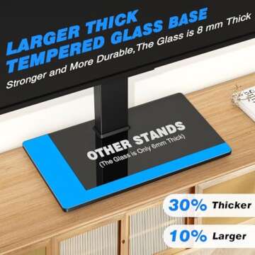 Rfiver Universal Swivel Table Top TV Stand for 37 to 65, 70 inch TVs, Height Adjustable Table Top TV Stand Mount with Tilt, Heavy Duty TV Replacement Stand with Tempered Glass Base Up to 110lbs
