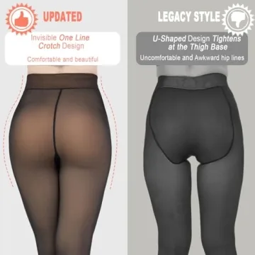 KBVOT Fleece Lined Tights Women Sheer Fake Translucent Winter Thermal Pantyhose Opaque Warm Thick High Waist Leggings(XS-2XL)