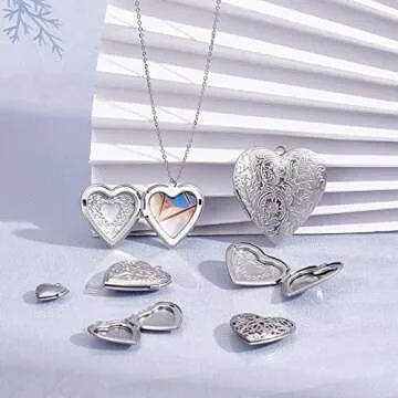 SUNNYCLUE Heart Photo Frame Charms for Jewelry Crafts