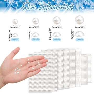 5600 Pieces Pearl Stickers, BENBO Self Adhesive Pearl Stickers Beige Flat Back Pearls Gems Faux Pear...