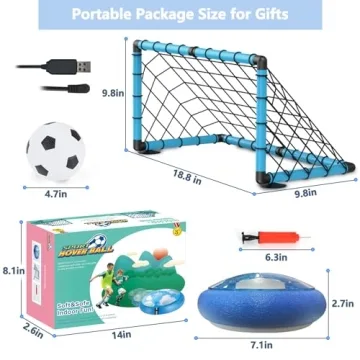 BaLaM Hover Soccer Ball Toys for 3-8 Year Old Kids Toddler Boys Girls, Christmas Birthday Gifts for Kids Age 3 4 5 6 7 8, with 2 Goals and Nets, Blue.