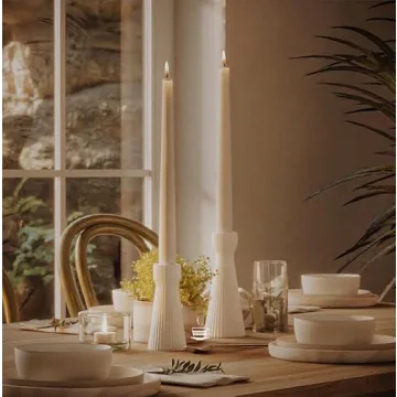 Elegant Ceramic Taper Candle Holders Set of 2