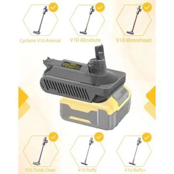 For Dyson V10 Battery Replacement, V10 Adapter for Dewalt 18V 20V MAX 60V Li-ion Battery Converter to for Dyson V10 Battery Work for Dyson V10 Cyclone Animal Absolute Fluffy SV12 Vacuum Cleaner