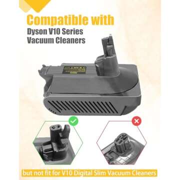 For Dyson V10 Battery Replacement, V10 Adapter for Dewalt 18V 20V MAX 60V Li-ion Battery Converter to for Dyson V10 Battery Work for Dyson V10 Cyclone Animal Absolute Fluffy SV12 Vacuum Cleaner