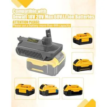 For Dyson V10 Battery Replacement, V10 Adapter for Dewalt 18V 20V MAX 60V Li-ion Battery Converter to for Dyson V10 Battery Work for Dyson V10 Cyclone Animal Absolute Fluffy SV12 Vacuum Cleaner