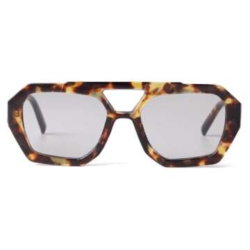 ADE WU Trendy Designer Inspired Aviator Sunglasses for Women Thick Double Bridge Square Aviators Sun Glasses (Tortoise shell/Light Grey)