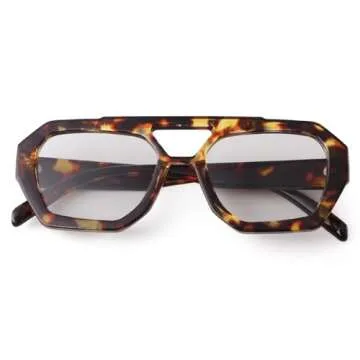 ADE WU Trendy Designer Inspired Aviator Sunglasses for Women Thick Double Bridge Square Aviators Sun Glasses (Tortoise shell/Light Grey)