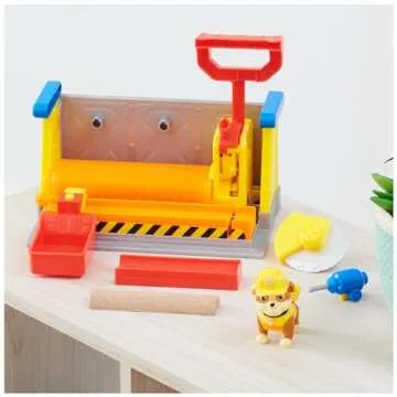 Rubble & Crew, Rubble’s Workshop Playset, Construction Toys with Kinetic Build-It Sand & Rubble Action Figure, Kids Toys for Boys & Girls Ages 3+