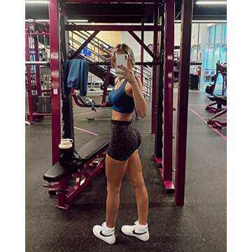 SUUKSESS Women Seamless Booty Shorts Scrunch Butt Lifting High Waisted Workout Shorts (5" Black Leopard, M)