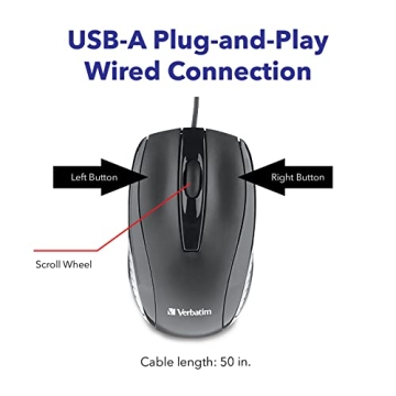 Verbatim Wired USB Computer Mouse for All Users