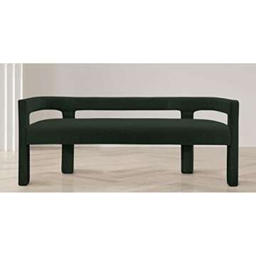 Meridian Furniture 865Green Athena Collection Modern | Contemporary Boucle Fabric Upholstered Bench,...