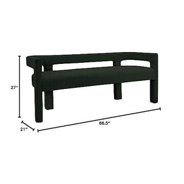 Meridian Furniture 865Green Athena Collection Modern | Contemporary Boucle Fabric Upholstered Bench, Green, 66.5" L x 21" D x 27" H