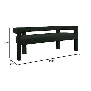 Meridian Furniture 865Green Athena Collection Modern | Contemporary Boucle Fabric Upholstered Bench, Green, 66.5" L x 21" D x 27" H