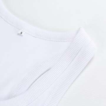 GEMBERA Womens' Ribbed Knit Cotton Scoop Neck Racerback Sleeveless Form Fitted Basic Cropped Tank Top Shirt(3954 White M)