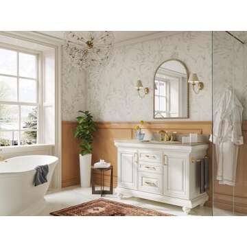 Brauthon Beaded Arched Mirror for Wall, 24"x36" Gold Arch Bathroom Vanity Mirror, Retro Brass Metal Frame Decorative Mirror for Bedroom Dressing Room Entryway Fireplace