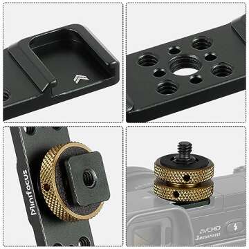 MINIFOCUS Triple Cold Shoe Extension Bar Mount, Aluminum Alloy Hot Shoe Mount Bracket with 1/4" Thread Holes for DSLR Camera Microphone Tripod LED Video Light Flashlight