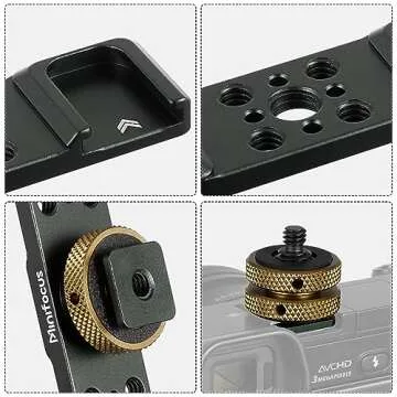 MINIFOCUS Triple Cold Shoe Extension Bar Mount, Aluminum Alloy Hot Shoe Mount Bracket with 1/4" Thread Holes for DSLR Camera Microphone Tripod LED Video Light Flashlight