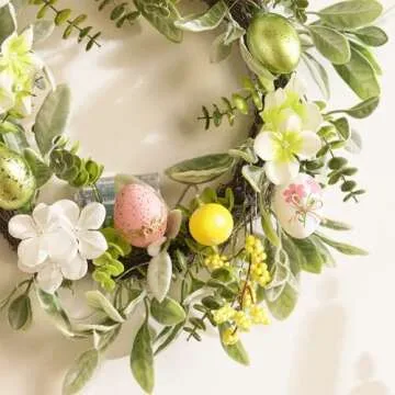Valery Madelyn Easter Egg Wreath with Lights 18" Decoration