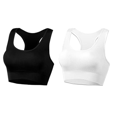 AMRIY Racerback Sports Bras for Women Medium Support Padded Bra Supportive Compression Seamless Wome...