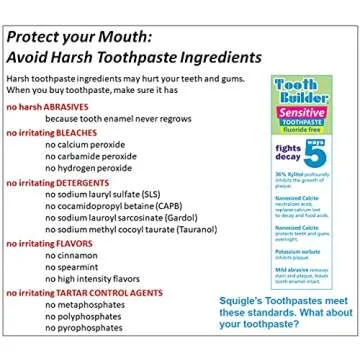 Squigle Tooth Builder SLS Free Toothpaste (Stops Tooth Sensitivity) Prevents Canker Sores, Cavities, Perioral Dermatitis, Bad Breath, Chapped Lips - 2 Pack