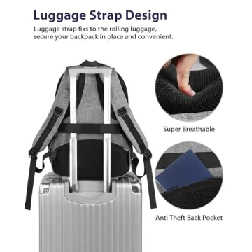 MATEIN Travel Laptop Backpack with USB Port and Trolley Sleeve