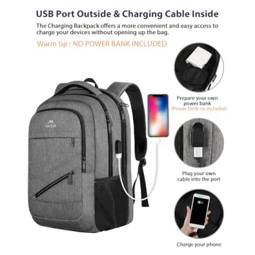 MATEIN Travel Laptop Backpack with USB Port and Trolley Sleeve