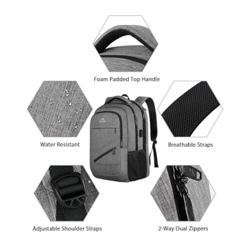 MATEIN Travel Laptop Backpack with USB Port and Trolley Sleeve