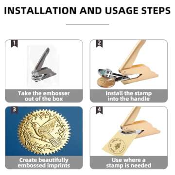 ROSEEKA Custom Book Embosser Stamp - Personalized Initial and Logo Design