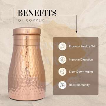Pure Copper Water Bottle for Healing & Hydration