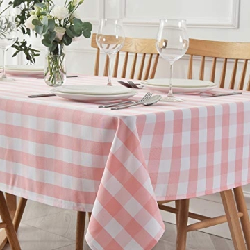 Maxmill Checkered Square Tablecloth - Stain Resistant, Waterproof, and Wrinkle Resistant Washable He...