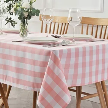 Maxmill Checkered Square Tablecloth - Stain Resistant, Waterproof, and Wrinkle Resistant Washable He...