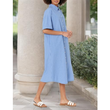 The Drop Women's Marla Midi Shirt Dress with Pockets