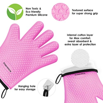 KITCHEN PERFECTION BBQ Gloves - Heat Resistant Cooking Mitts
