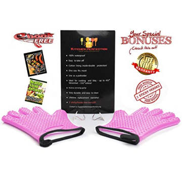 KITCHEN PERFECTION BBQ Gloves - Heat Resistant Cooking Mitts
