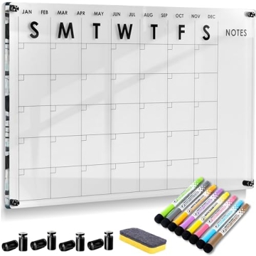 Oversize Premium Acrylic Calendar for Wall | Ultra-Thick Clear Dry & Erase Board | Large 24"x16" | H...