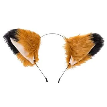 YXCFEWD Fox Ears and Tail Set for Kids Fluffy Fox Tail Cosplay Party Costume Fox Tail Keychain Halloween(Flame ears/tail)