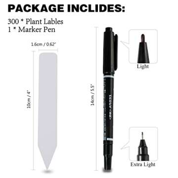 Plant Labels 4 Inch 300Pcs Plastic Plant Name Tags for Seedlings Garden Labels Markers Nursery Plant...