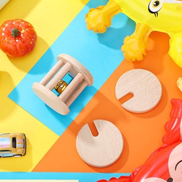 Montessori Wooden Rattle Interlocking Discs Baby Teether Toy