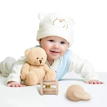 Montessori Wooden Rattle Interlocking Discs Baby Teether Toy