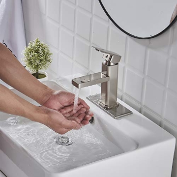 VOTON Brushed Nickel Single Hole Bathroom Faucet