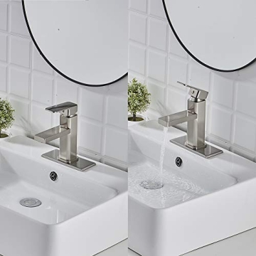 VOTON Brushed Nickel Single Hole Bathroom Faucet